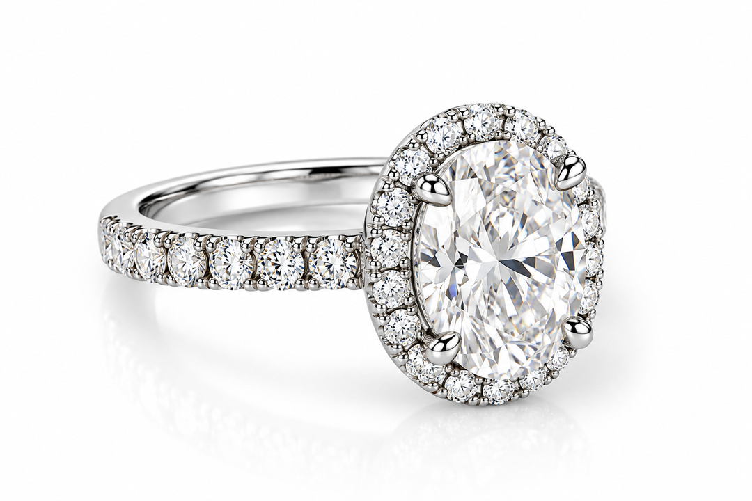 14k White Gold Halo Lab Grown Diamond Engagement Ring 2.00 cttw