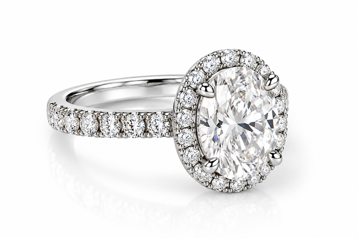 14k White Gold Halo Lab Grown Diamond Engagement Ring 2.00 cttw