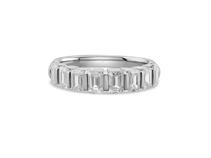 Platinum Bar Set 1.49ctw Emerald Diamond Wedding Band
