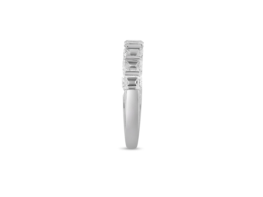 Platinum Bar Set 1.49ctw Emerald Diamond Wedding Band