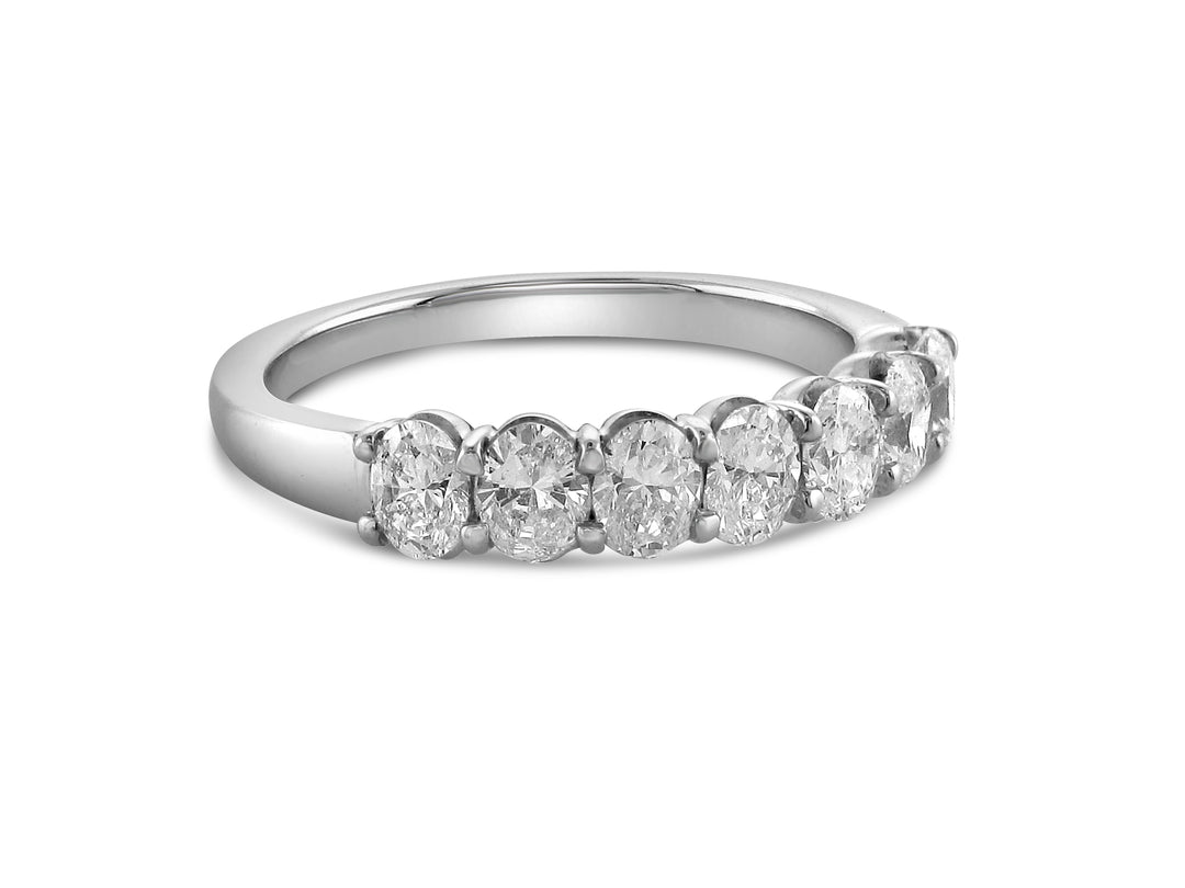 Platinum Shared Prong 1.00ctw Oval Diamond Wedding Band