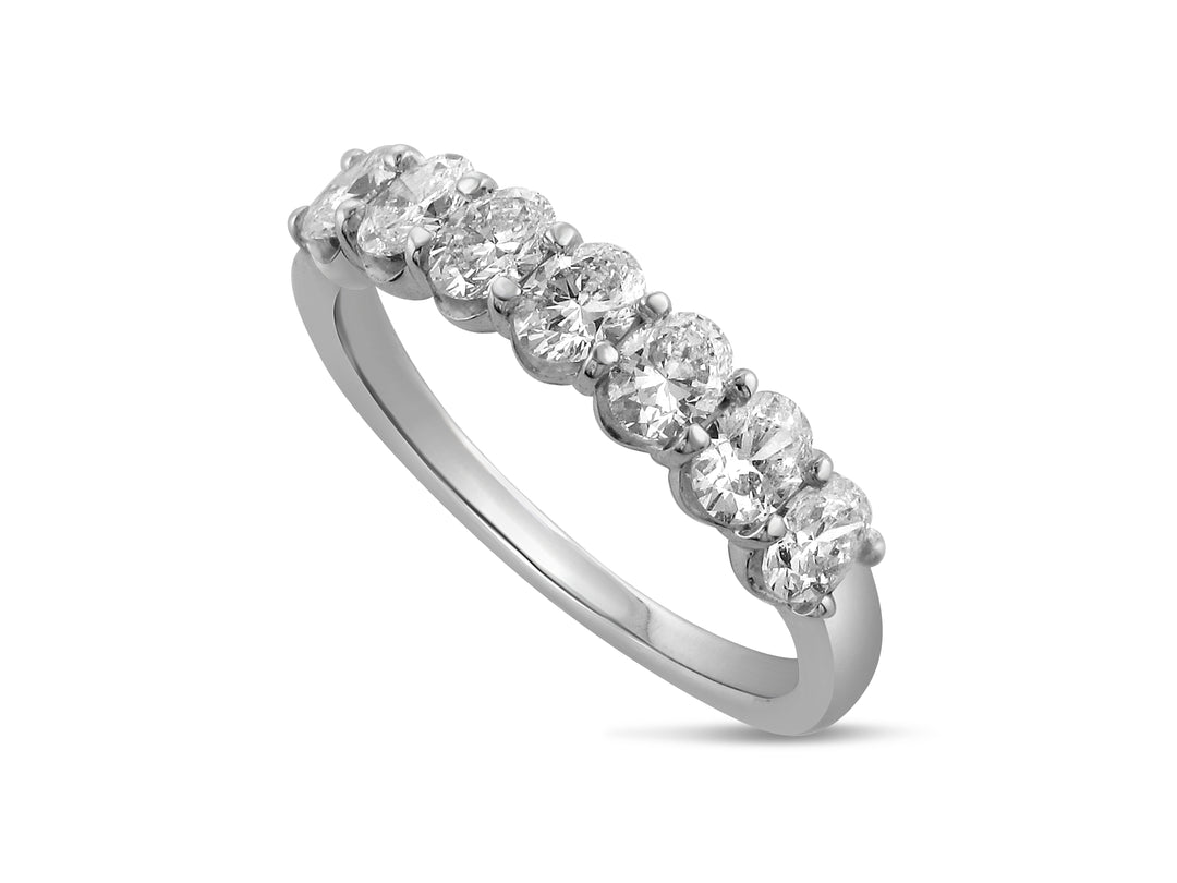 Platinum Shared Prong 1.00ctw Oval Diamond Wedding Band