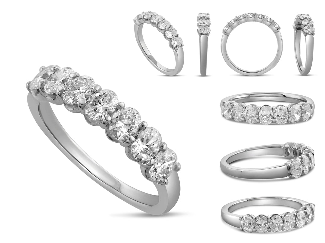 Platinum Shared Prong 1.00ctw Oval Diamond Wedding Band