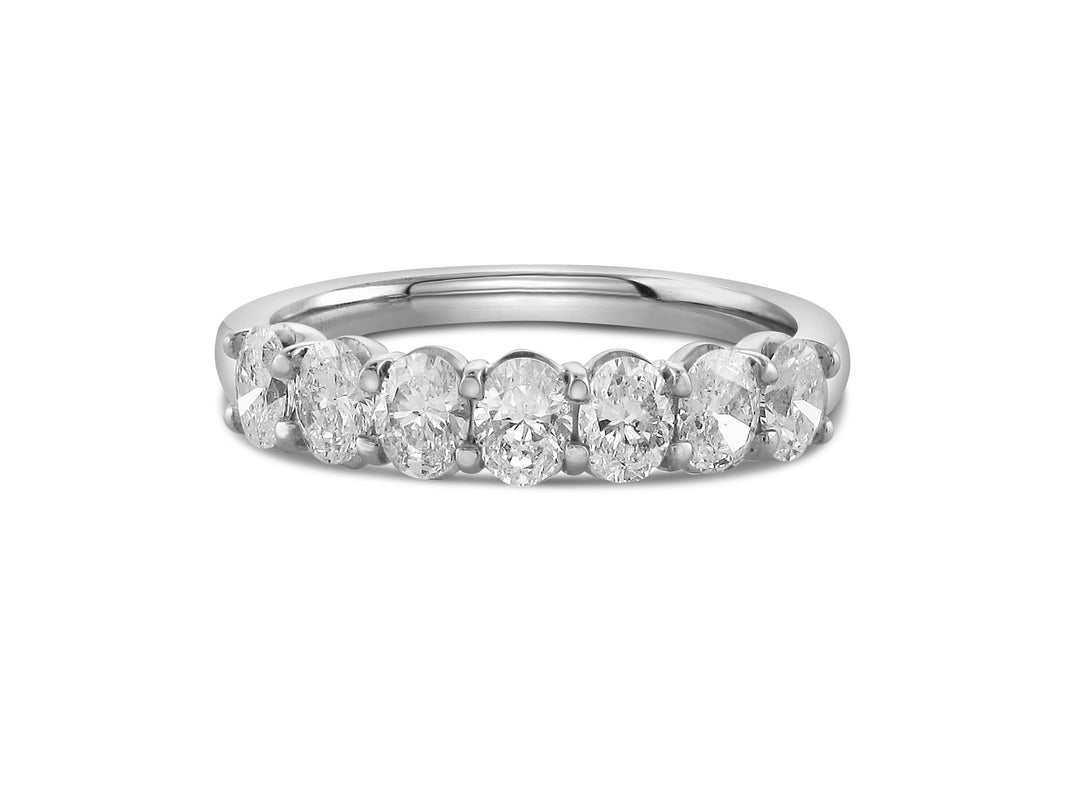 Platinum Shared Prong 1.00ctw Oval Diamond Wedding Band