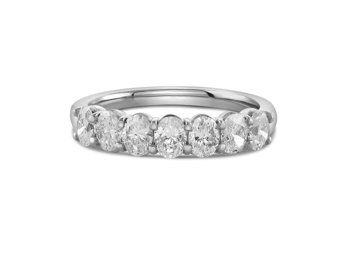 Platinum Shared Prong 1.00ctw Oval Diamond Wedding Band