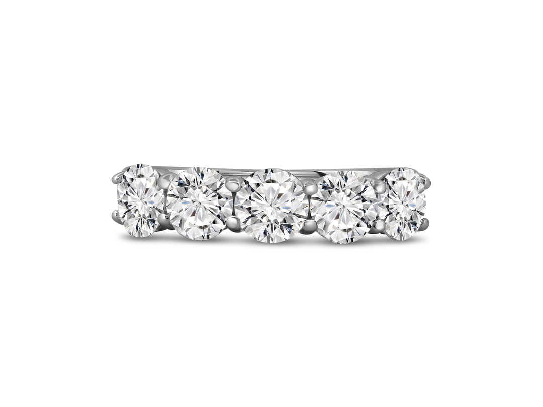 Platinum 5 Stone 1.59ctw Round Diamond Wedding Band