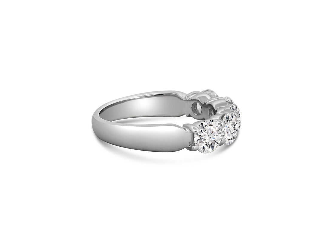 Platinum 5 Stone 1.59ctw Round Diamond Wedding Band