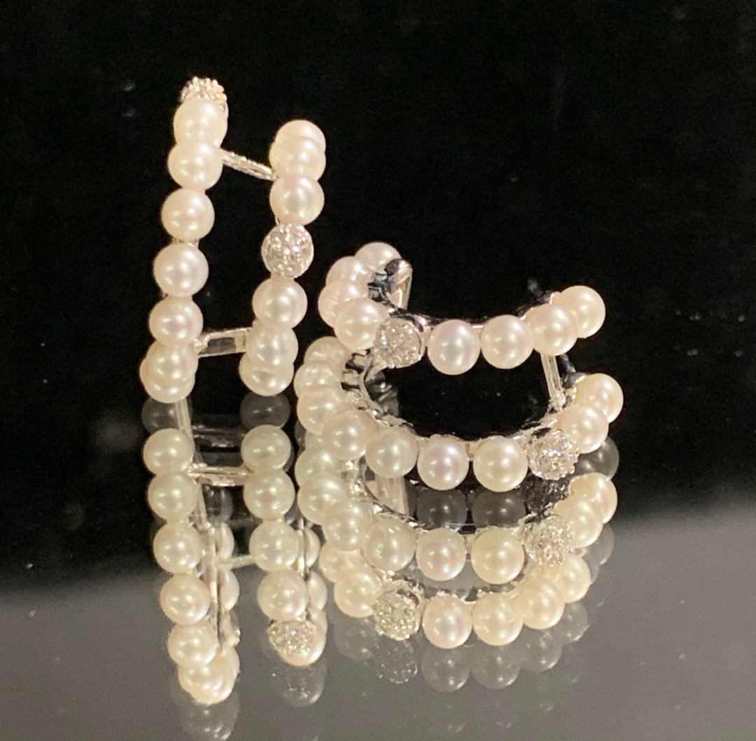 14k Huggies Pearl Earrings