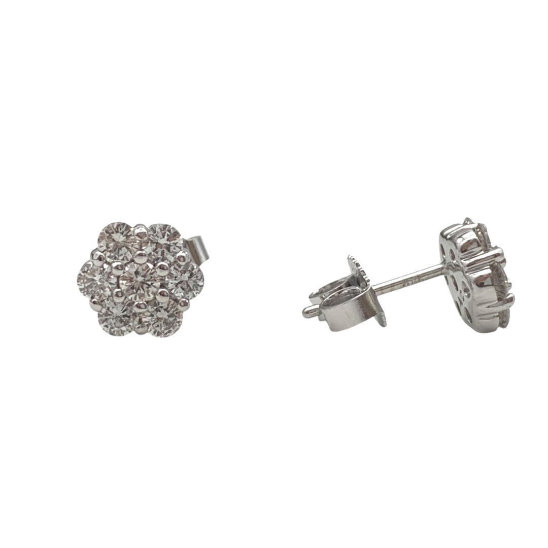14k White Gold Stud Diamond Earrings 0.66 cttw