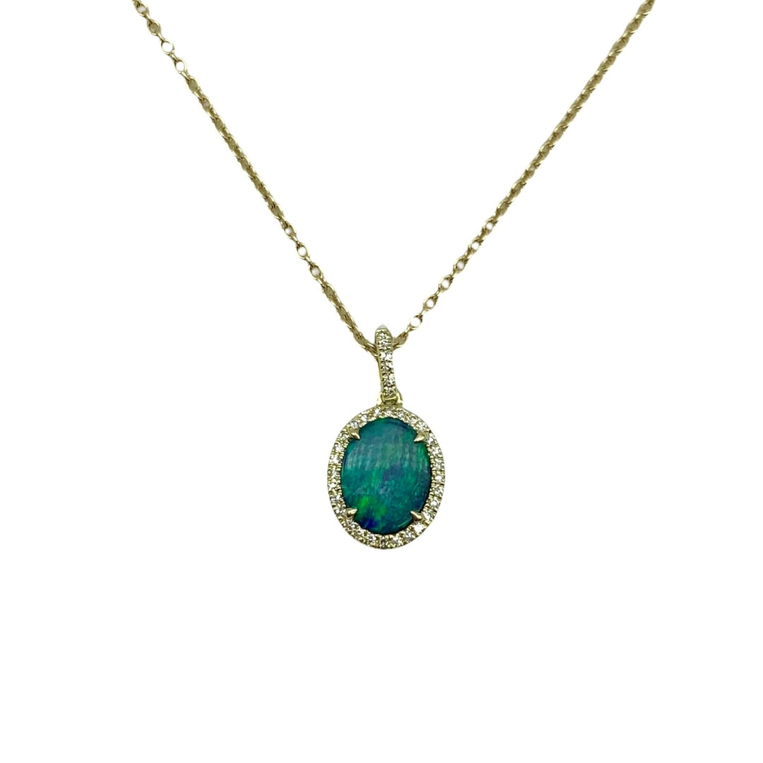 14k Yellow Gold Drop Opal Pendant
