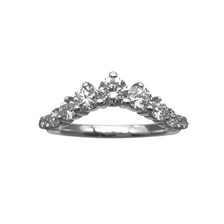14k White Gold Curved Prong Set 0.34ctw Round Lab Grown Diamond Wedding Band