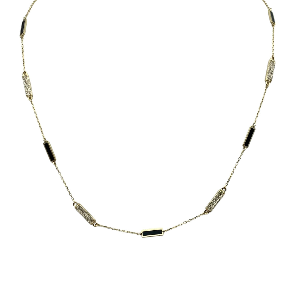 14k Yellow Gold Bar Diamond Necklace