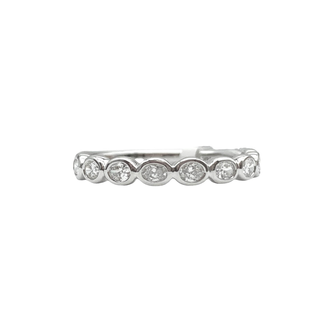 14k White Gold Bezel Set 0.50ctw Marquise Diamond Wedding Band