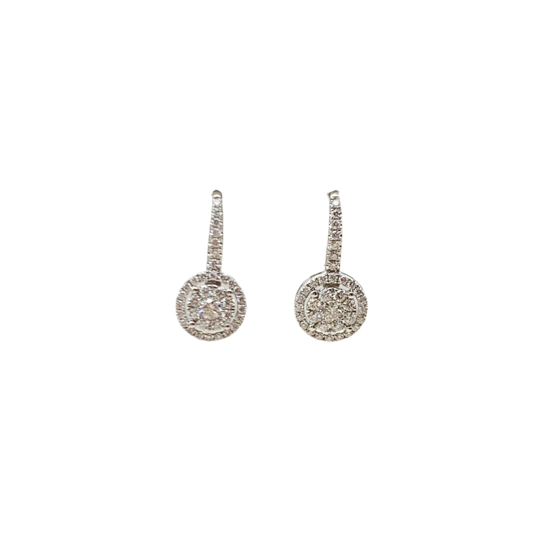 14k White Gold Lever Backs Diamond Earrings 0.75 cttw