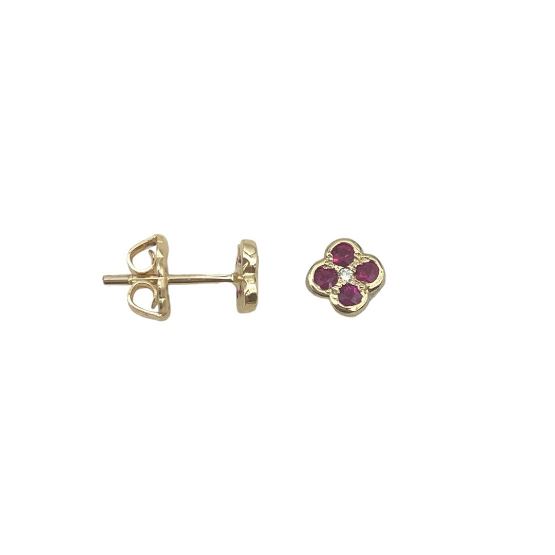 14k Stud Rubies Earrings