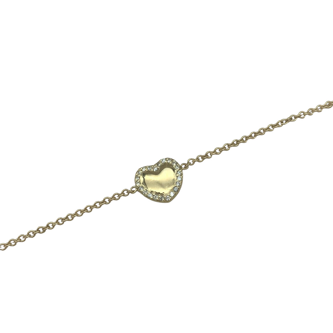 14k Yellow Gold Heart Diamond Bracelet