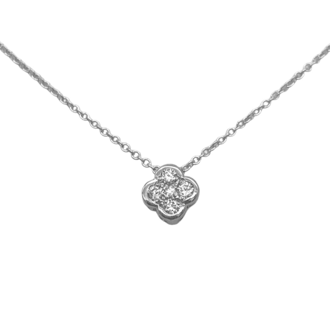 14k White Gold Flower Diamond Pendants