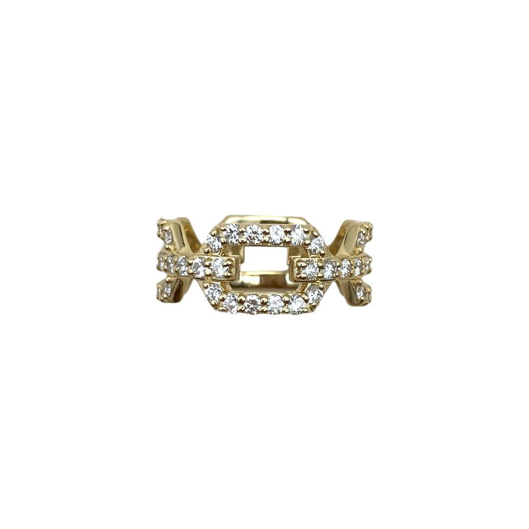 14k Yellow Gold Contemporary Lab Grown Diamond Fashion Ring 1.35 cttw