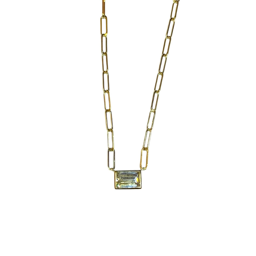 14k Yellow Gold Bezel Diamond Necklace