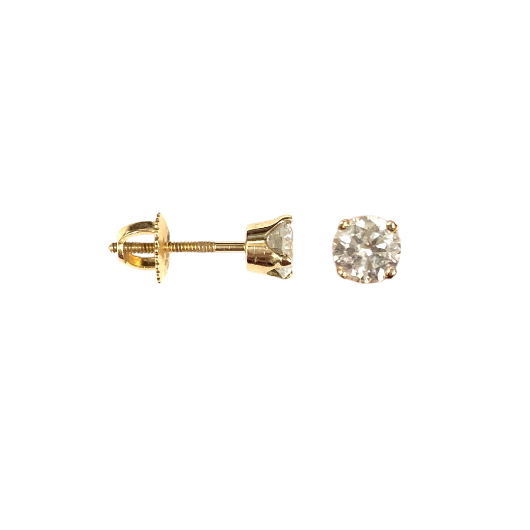 14k Yellow Gold Stud Diamond Earrings 0.44 cttw