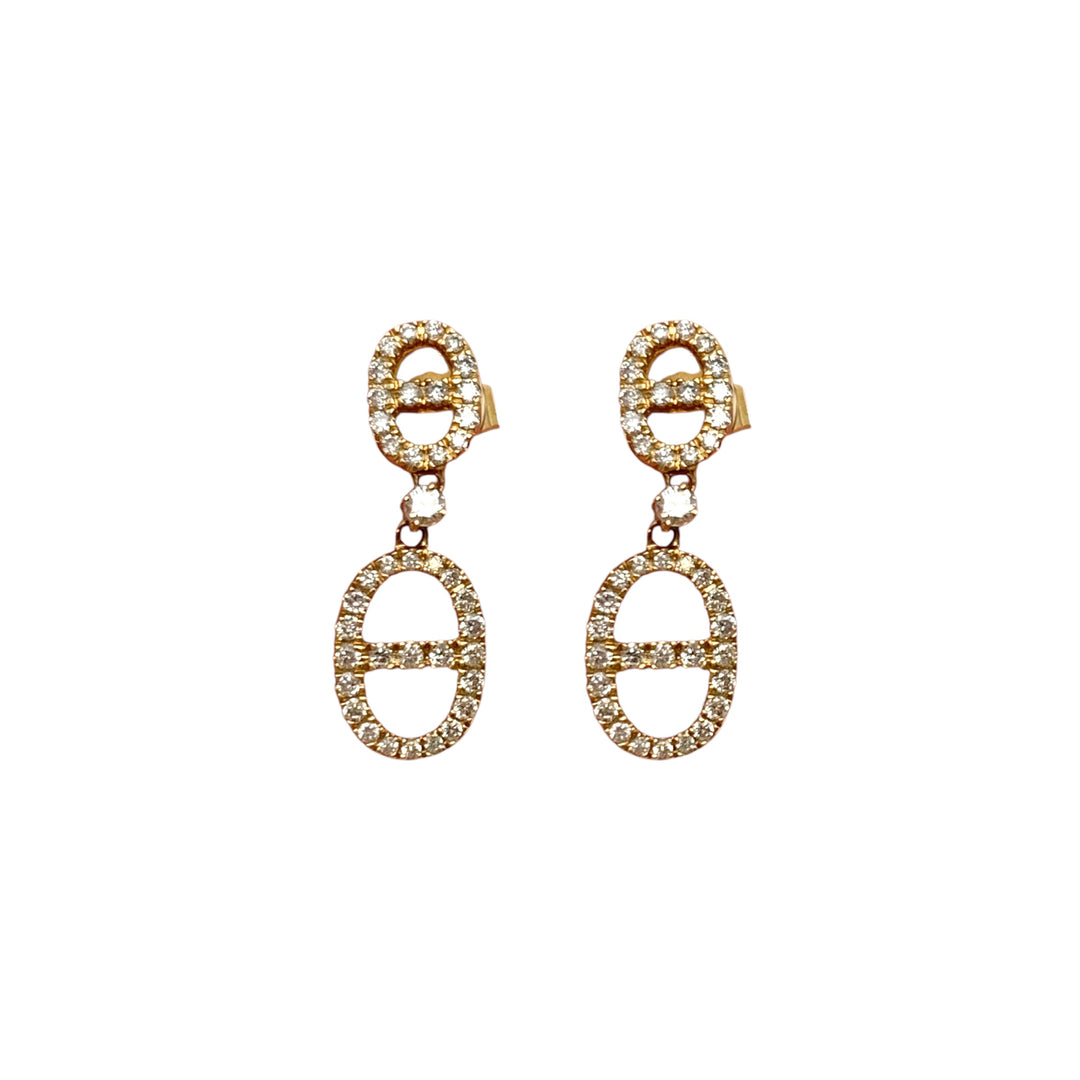 14k Yellow Gold Drop Diamond Earrings 0.47 cttw