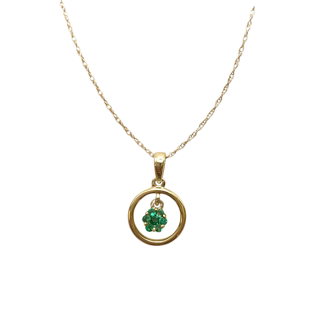 10k Yellow Gold Circle Emerald Pendant