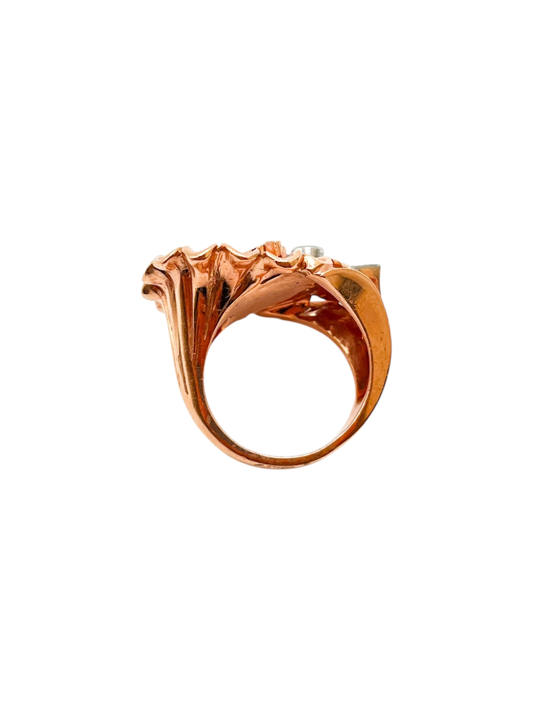 14k Rose Gold Art Deco Diamond Estate Ring