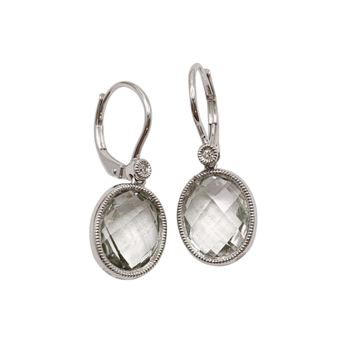 14k Drop Green Amethysts Earrings