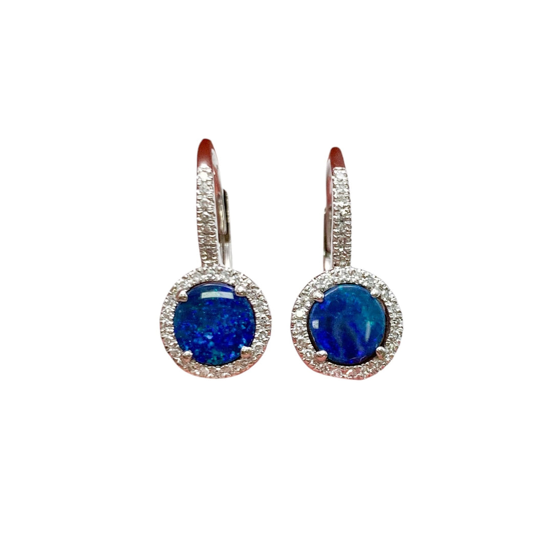 14k Lever Back Diamonds Earrings