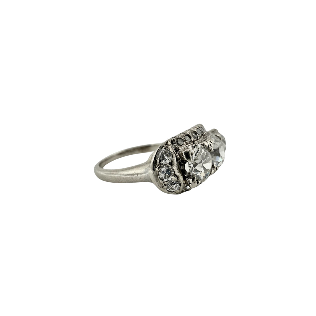 14k White Gold Antique Diamond Estate Ring