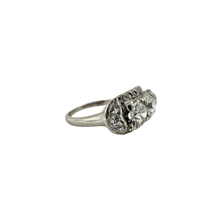 14k White Gold Antique Diamond Estate Ring