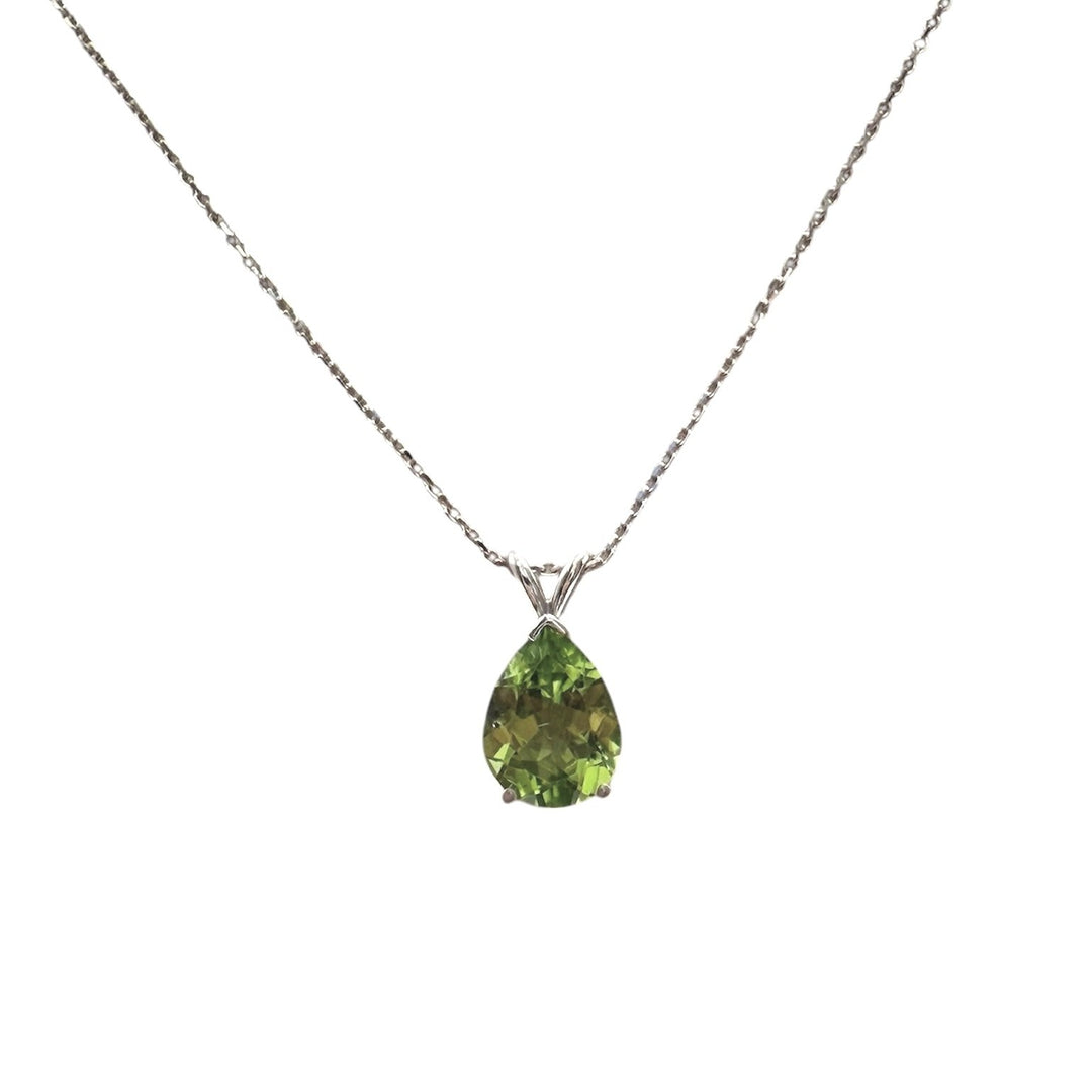 14k White Gold Solitaire Peridot Pendant