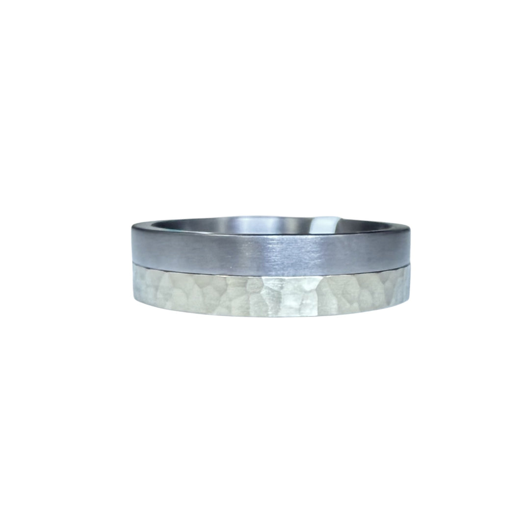Tantalum and Gold hammred Wedding Band