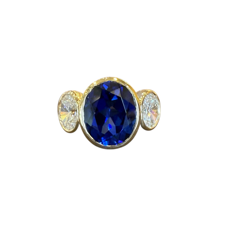 14k Yellow Gold Created Sapphire Lab Grown Ring