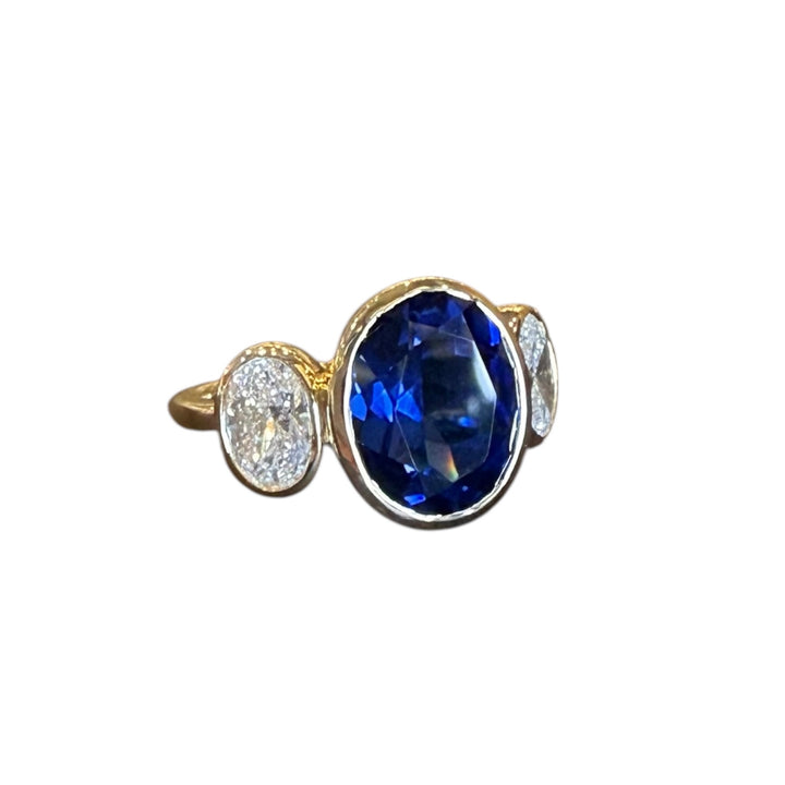14k Yellow Gold Created Sapphire Lab Grown Ring