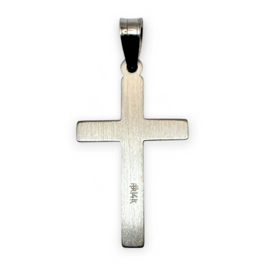 14k White Gold Cross Pendant