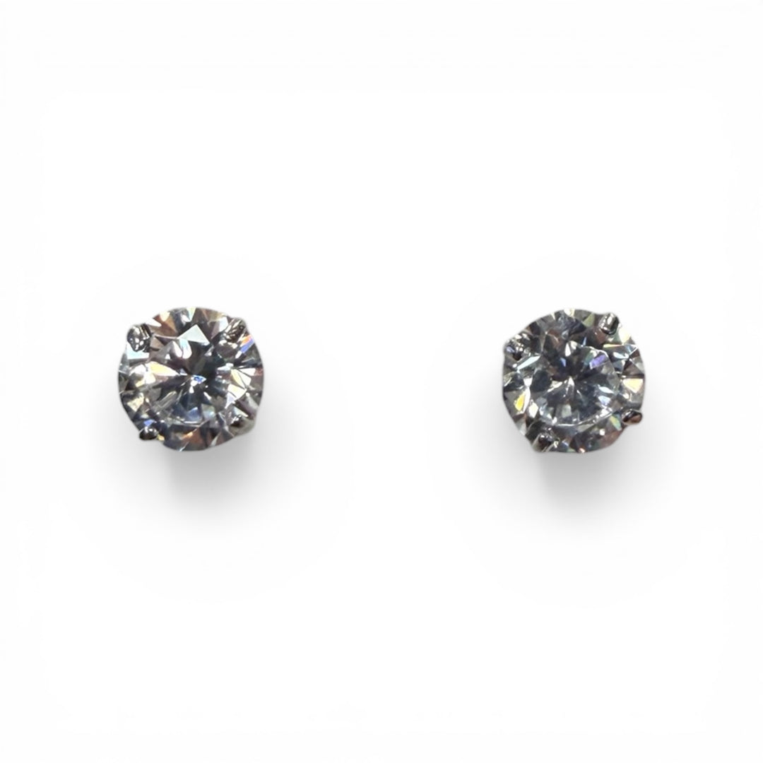 14k White Gold CZ Stud Children&