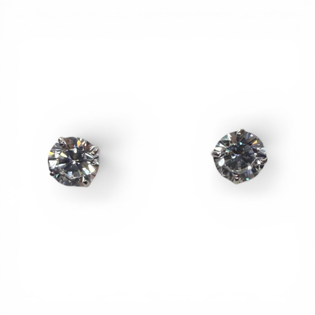 14k White Gold CZ Stud Children&