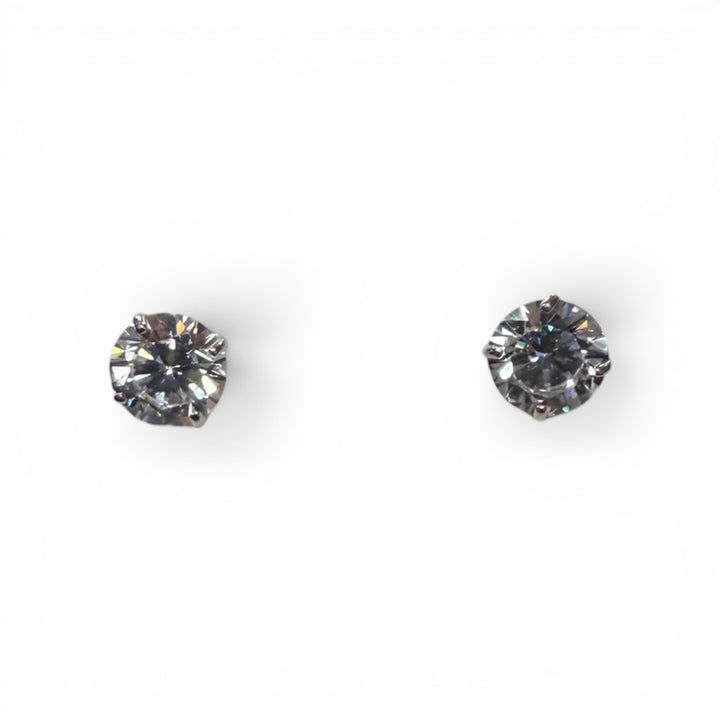 14k White Gold CZ Stud Children&