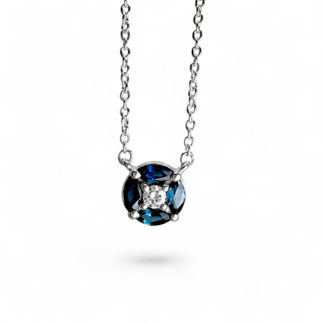 14k White Gold Sapphire and Diamond Necklace