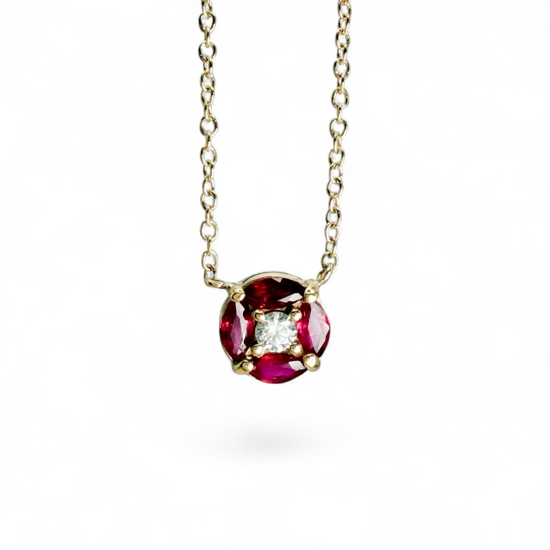 14k Yellow Gold Ruby Diamond Pendant