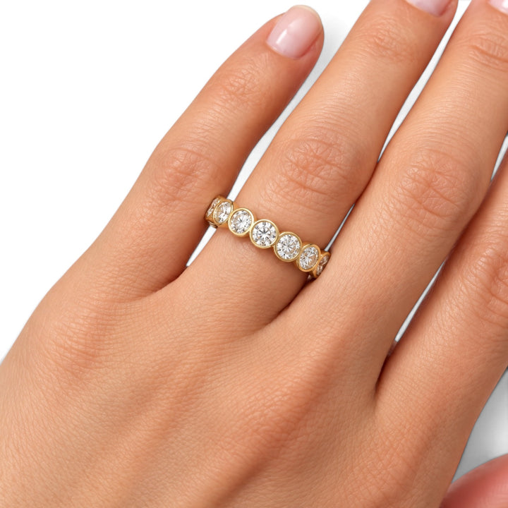 14k Yellow Bezel Set 2.65ctw Round Lab Grown Diamond Wedding Band