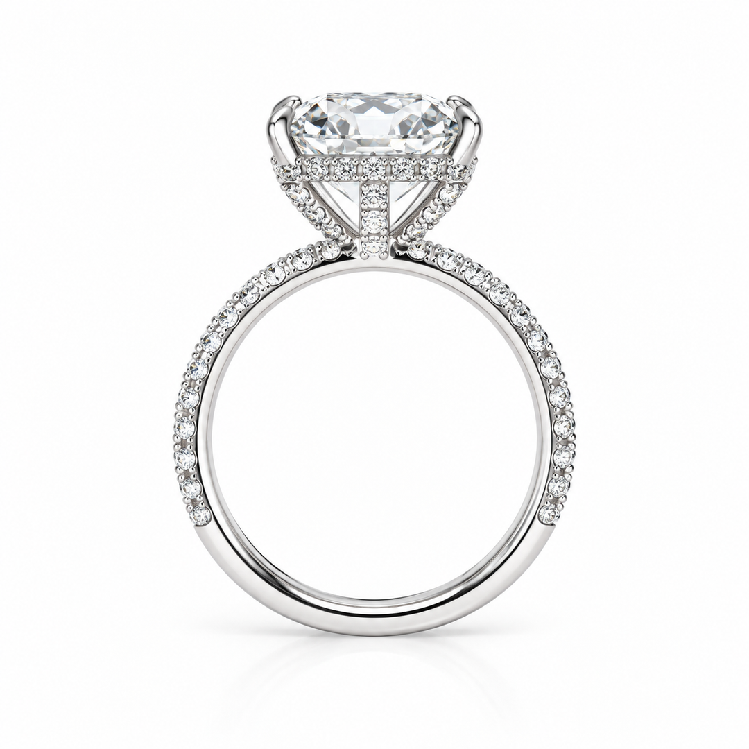 6.14ct Cushion in a 14k White Gold Lab Grown Diamond Engagement Ring