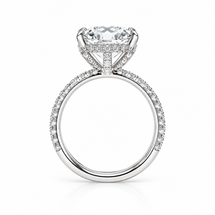 6.14ct Cushion in a 14k White Gold Lab Grown Diamond Engagement Ring