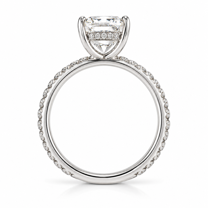 14k White Gold Pave Lab Grown Diamond Engagement Ring 2.20 cttw