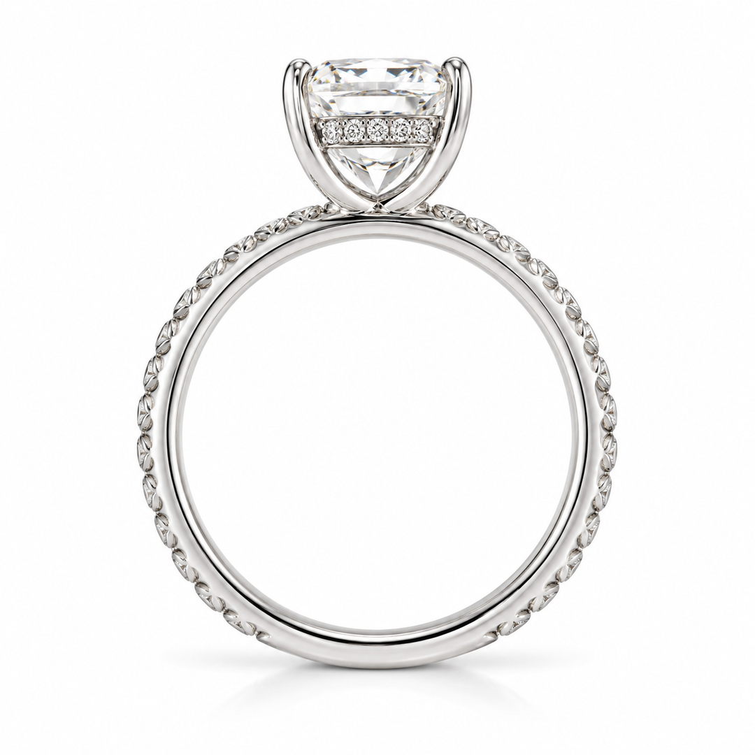 14k White Gold Pave Lab Grown Diamond Engagement Ring 2.20 cttw.