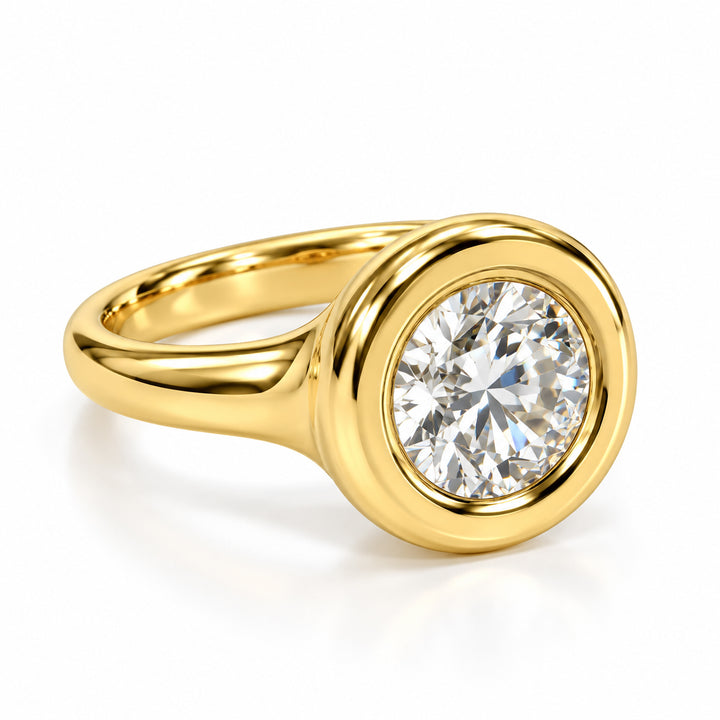 18k Yellow Gold Old Bezel European Diamond Ring
