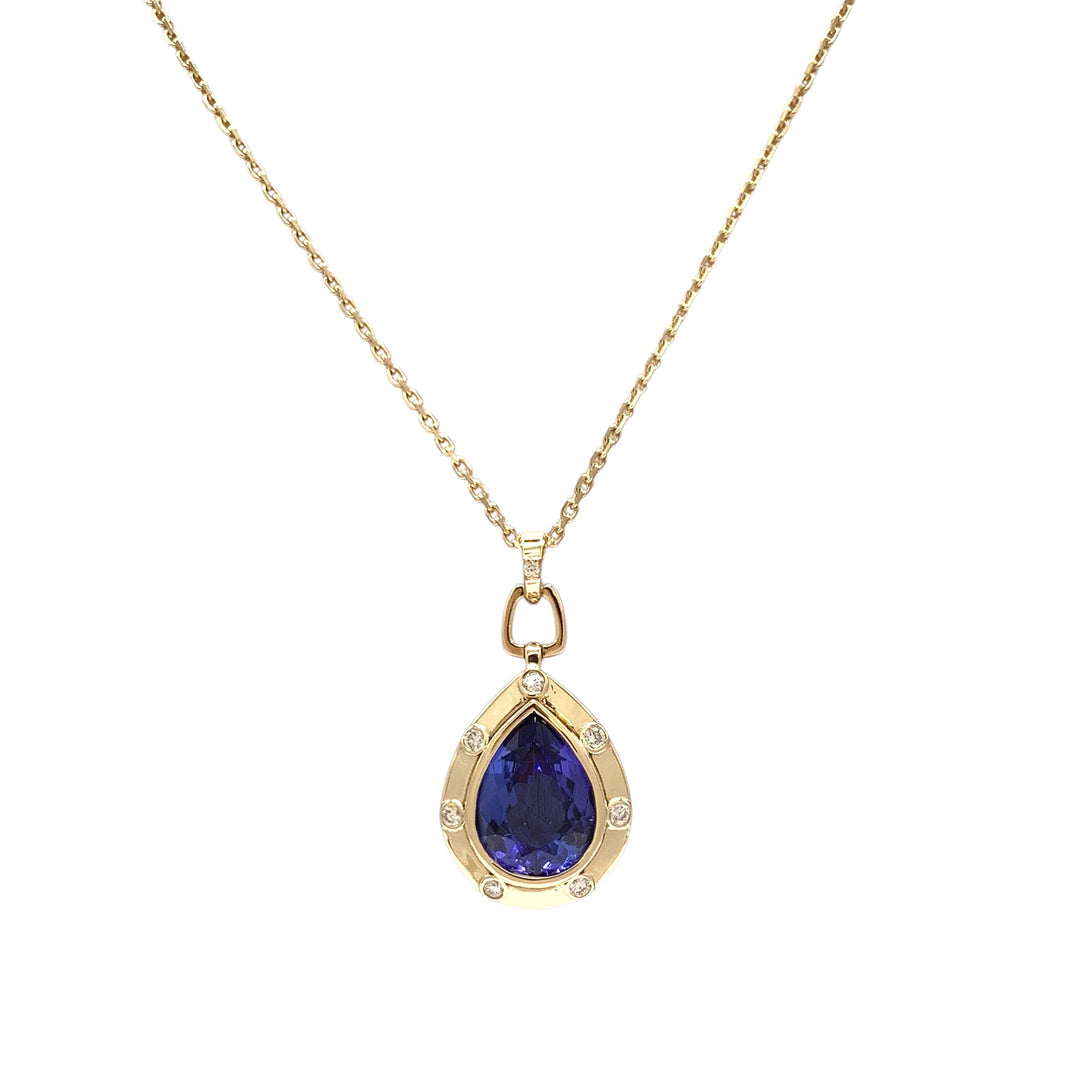 14k Yellow Gold Drop Tanzanite Pendant