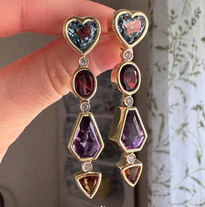 14k Yellow Gold Gemstone Estate Earrings