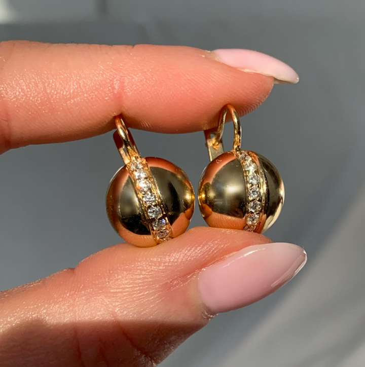 14k Yellow Gold Lever Back Diamond Estate Earrings